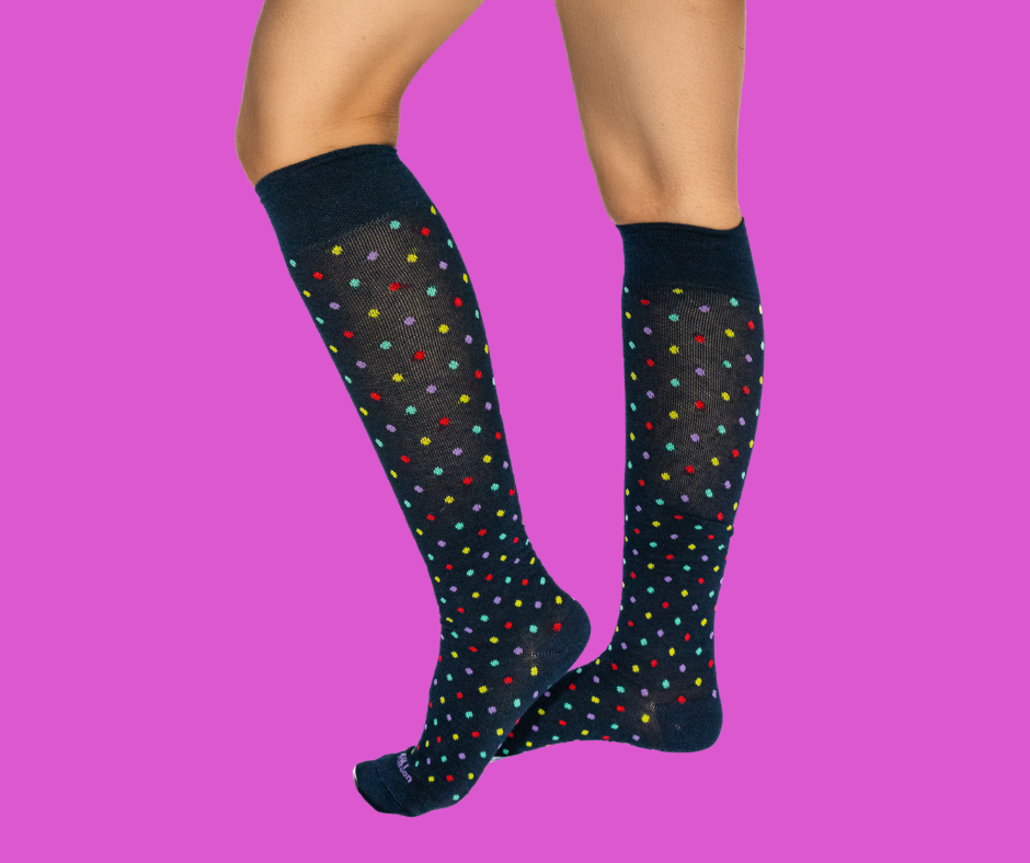 Blue Multicolor Dotted Compression Socks