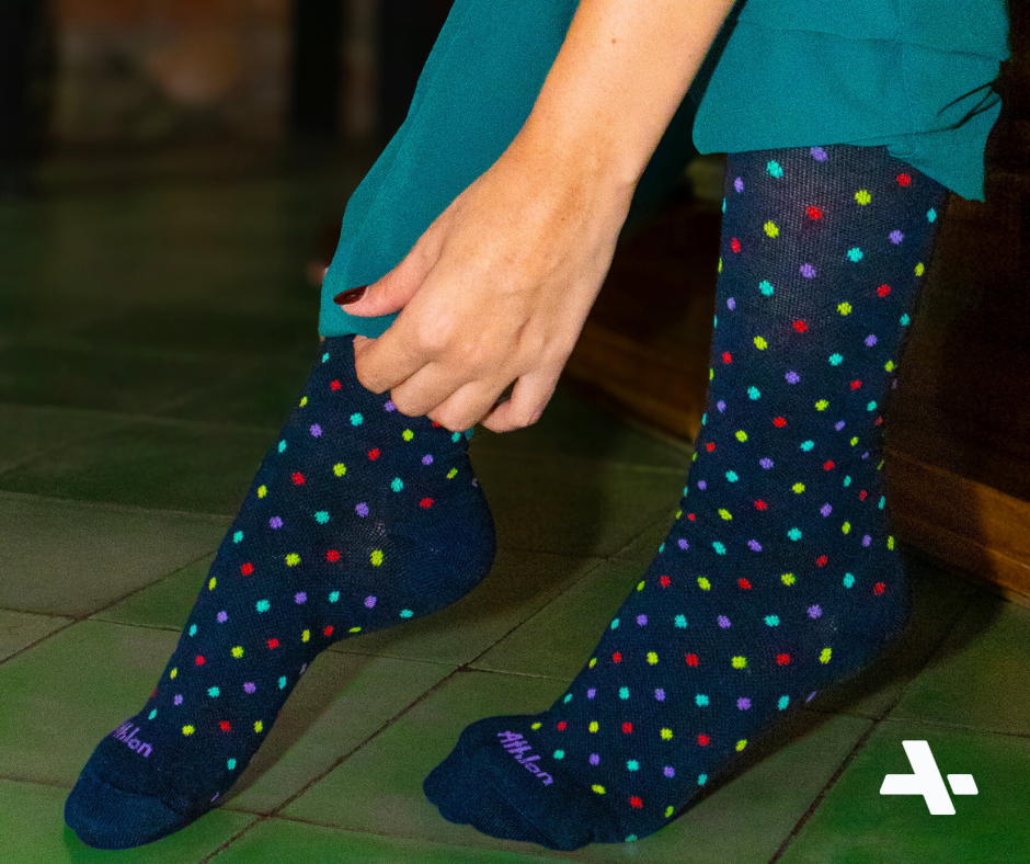 Blue Multicolor Dotted Compression Socks