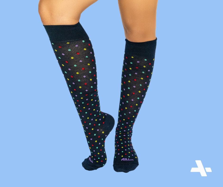 Blue Multicolor Dotted Compression Socks