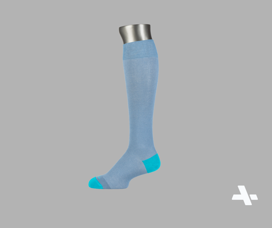 Cotton Compression Socks with blue Heel
