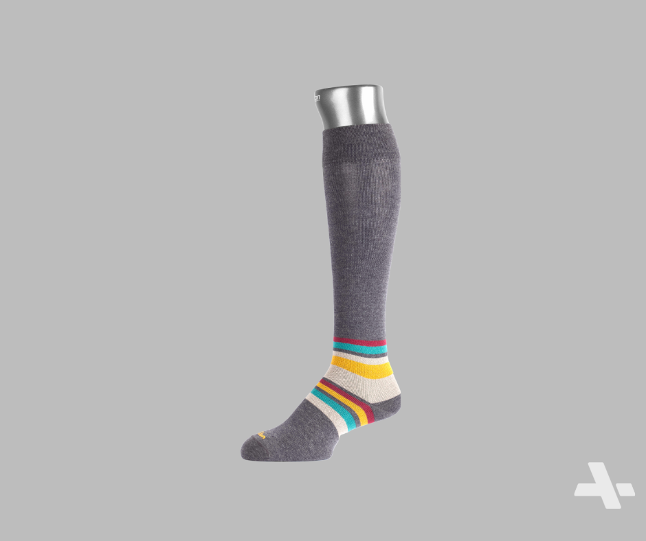 Striped Cotton Compression Socks Dark Gray
