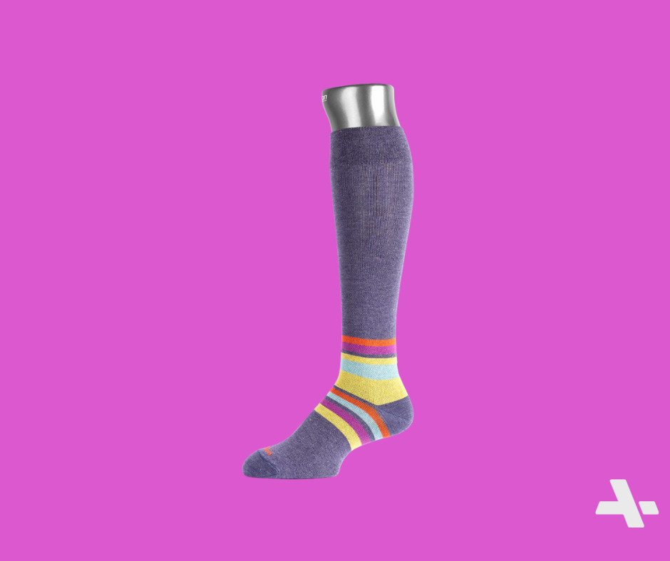 Striped Cotton Compression Socks BlueBerry