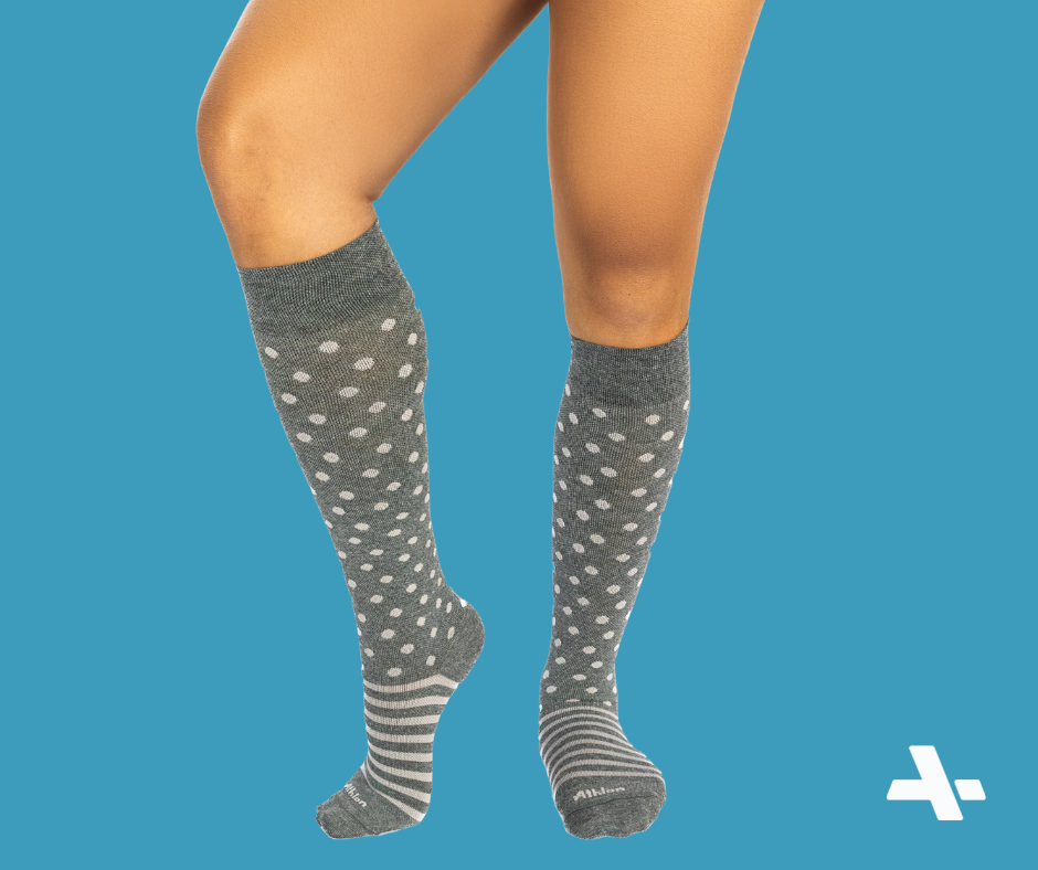 Gray & Rose Dotted Compression Socks