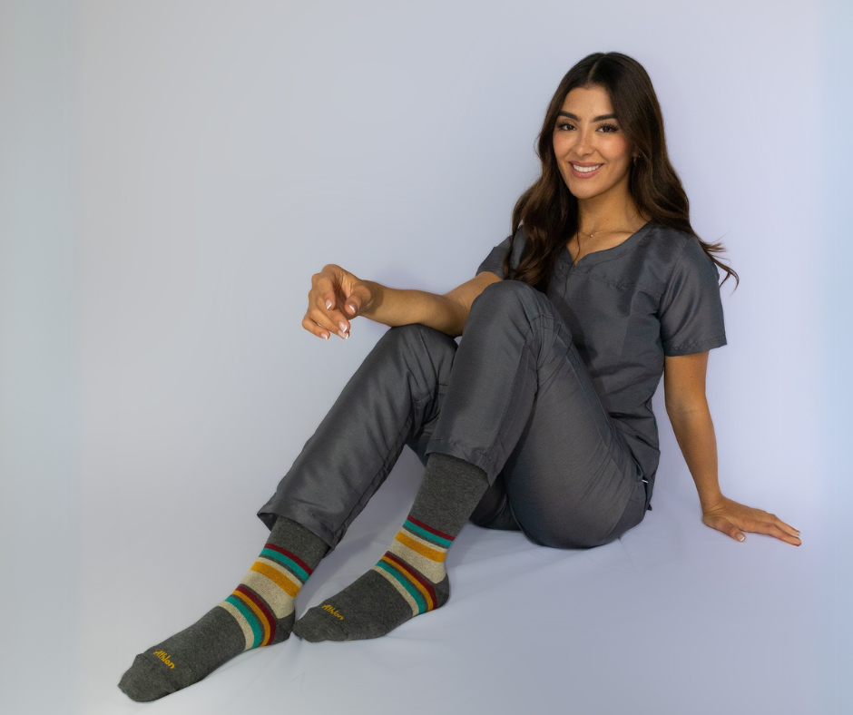 Striped Cotton Compression Socks Dark Gray