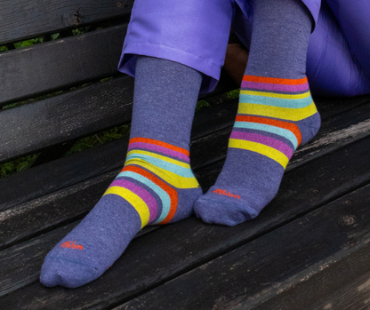 Striped Cotton Compression Socks BlueBerry