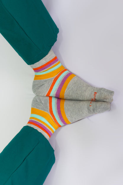 Striped Cotton Compression Socks Gray