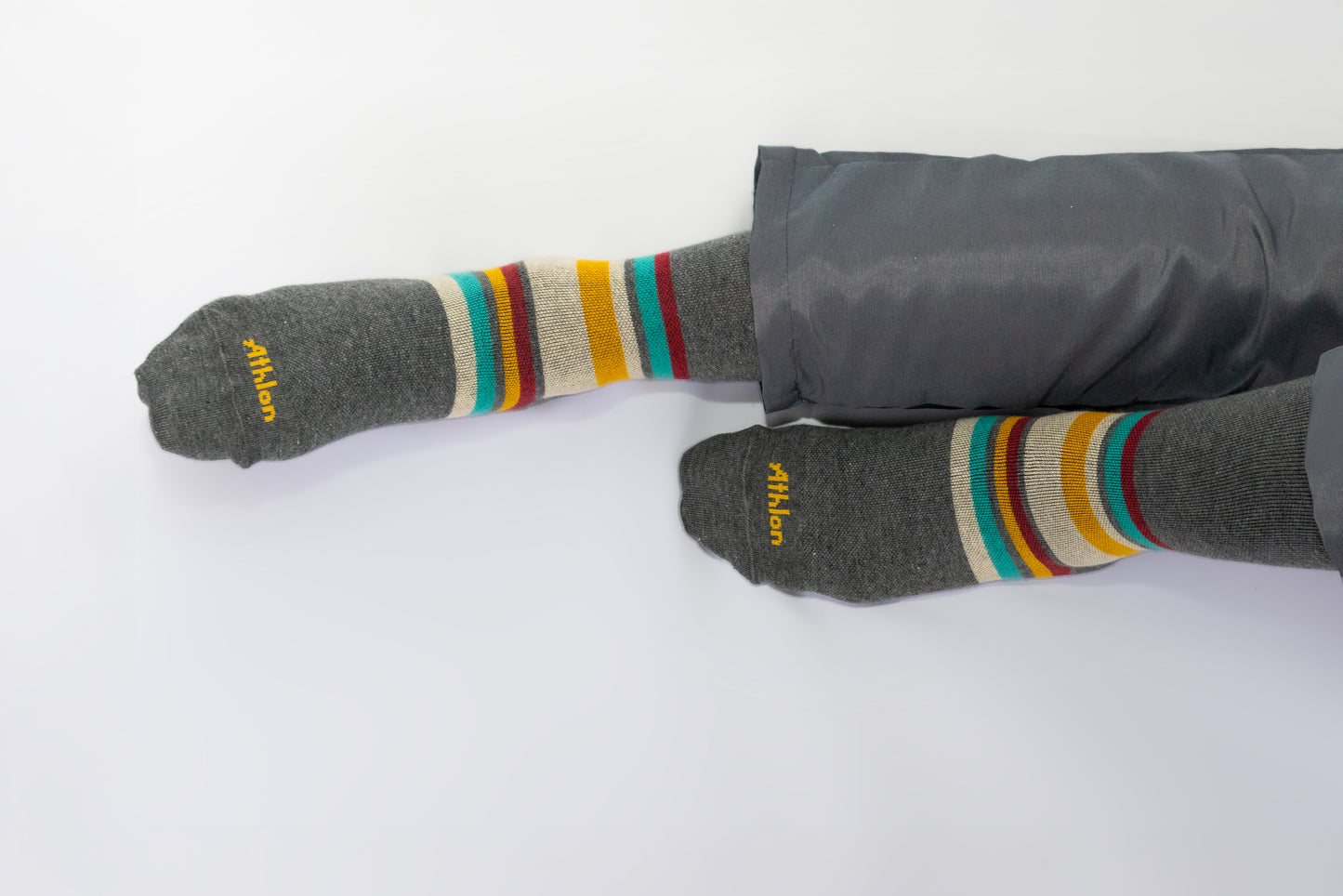 Striped Cotton Compression Socks Dark Gray