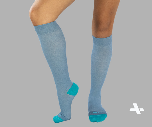 Cotton Compression Socks with blue Heel