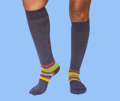 Striped Cotton Compression Socks BlueBerry