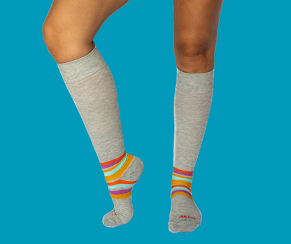 Striped Cotton Compression Socks Gray