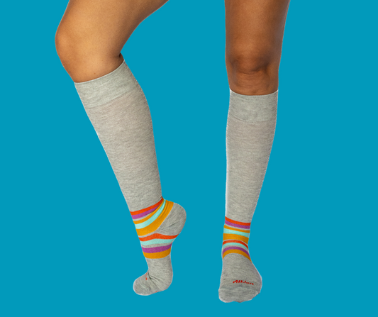 Striped Cotton Compression Socks Gray