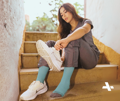 Cotton Compression Socks with gray Heel